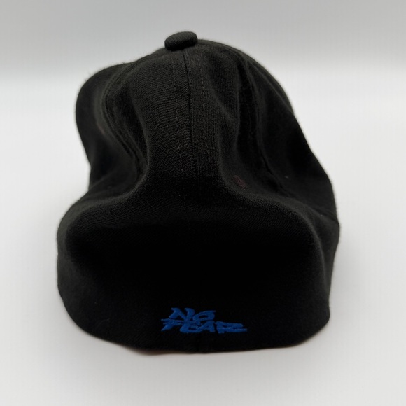 Vintage No Fear Flame Logo Black Blue Fitted Hat L/XL Y2K Streetwear - Picture 9 of 15